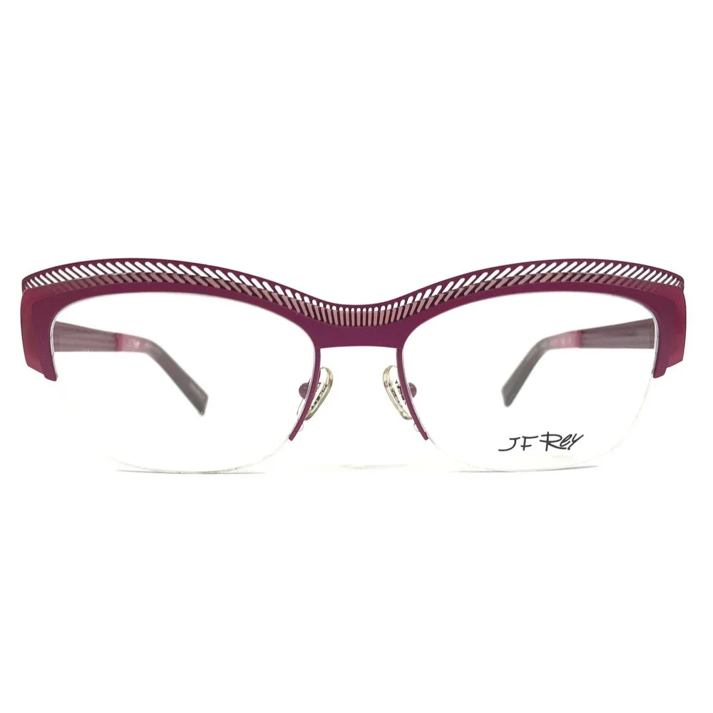 J.F. Rey Eyeglasses Frames JF2574 8085 Purple Pink Cat Eye Half Rim 54-17-136